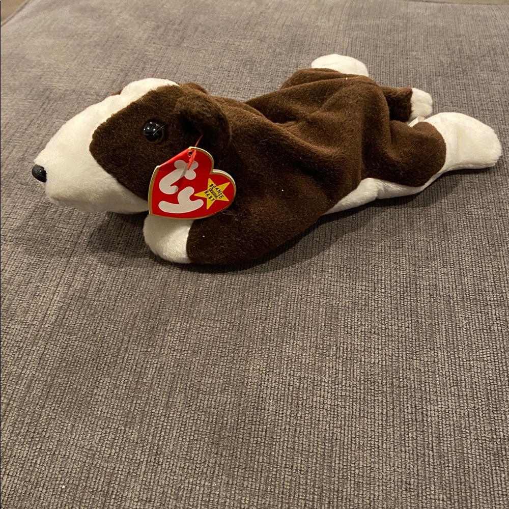 TY Beanie Baby - Bruno the Bull Terrier Dog - NWT! vintage toys toy plush babies